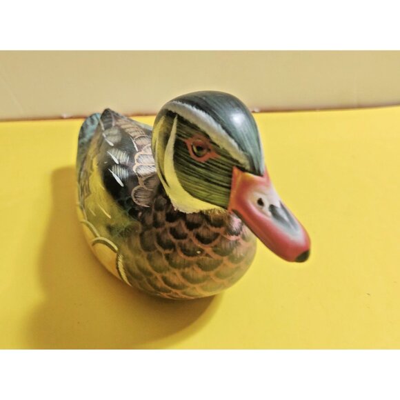 Pacific Rim Carvers Wooden Hand Carved & Painted Mallard Duck 8 3/4" x 3 1/4" - Picture 2 of 11